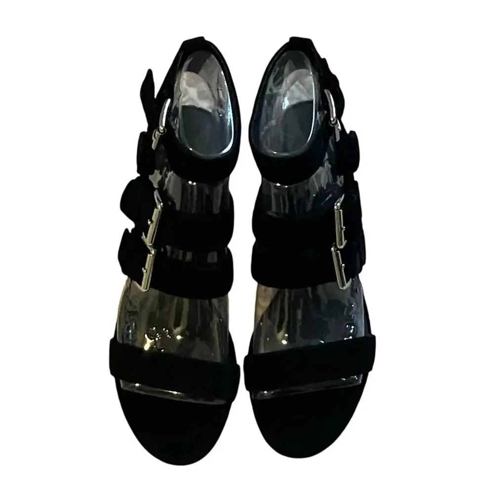 New Rebecca Minkoff Ilana Buckle Strap Black Suede Sandal Size 8.5